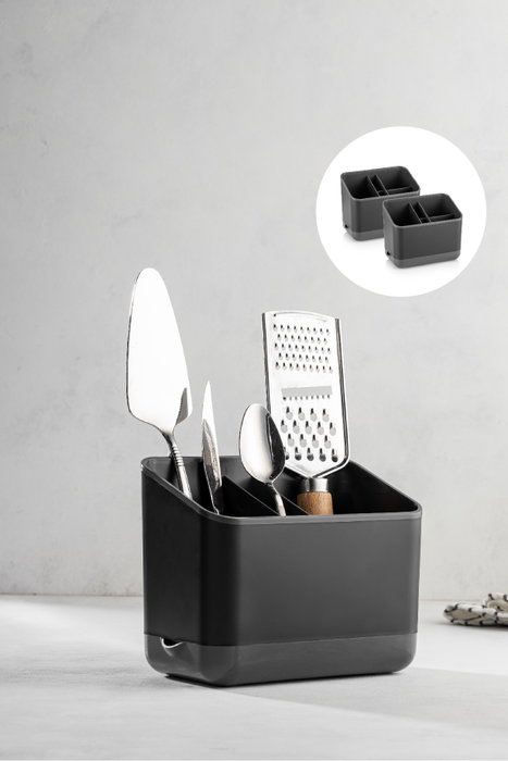Hermia 2LIBNM-8052 Organizador de Plástico, Antracita, Juego de 2 Piezas